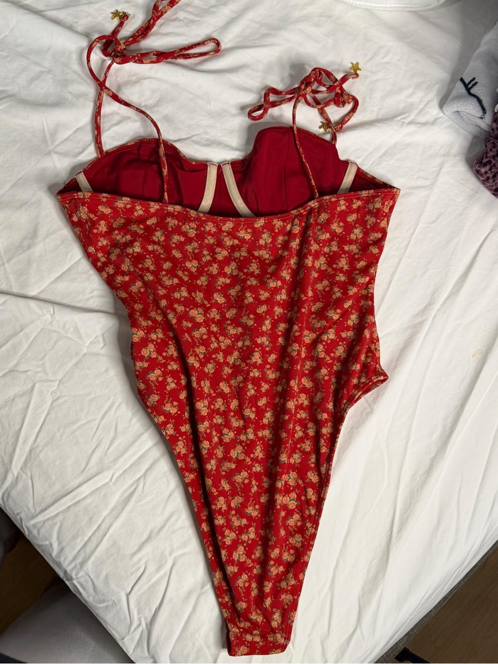 Pacsun Red Floral One-Piece Swimsuit - Picture 3 of 5